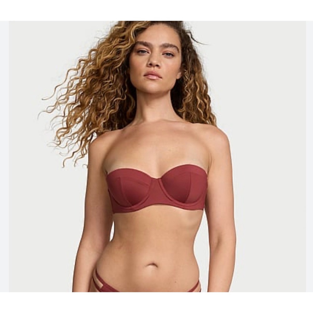 Victorias Secret‎ Swim Bandeau Bikini Top Rust Red Underwire 32C 11258949